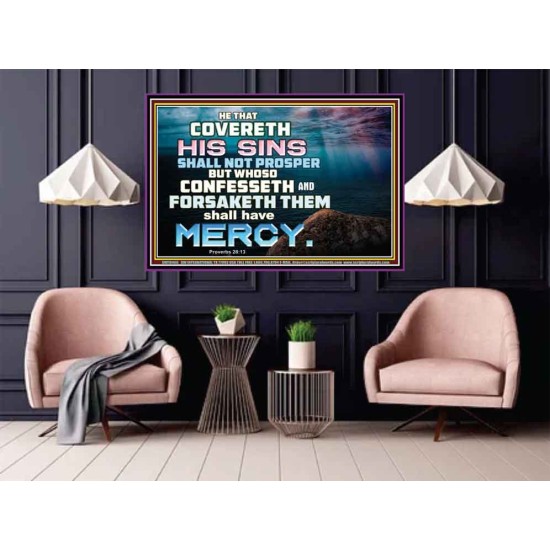 HE THAT COVERETH HIS SIN SHALL NOT PROSPER  Contemporary Christian Wall Art  GWPOSTER10466  