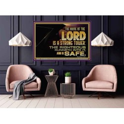 THE NAME OF THE LORD IS A STRONG TOWER  Contemporary Christian Wall Art  GWPOSTER10542  "36x24"