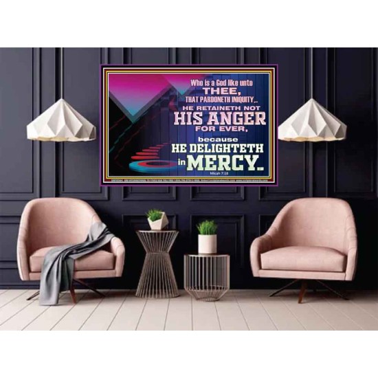 THE LORD DELIGHTETH IN MERCY  Contemporary Christian Wall Art Poster  GWPOSTER10564  