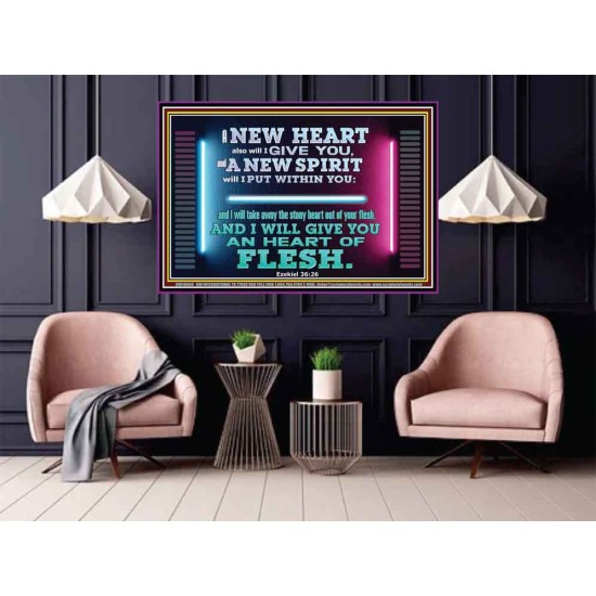 A NEW HEART ALSO WILL I GIVE YOU  Custom Wall Scriptural Art  GWPOSTER10608  