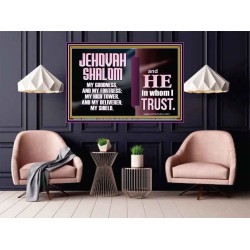 JEHOVAH SHALOM OUR GOODNESS FORTRESS HIGH TOWER DELIVERER AND SHIELD  Encouraging Bible Verse Poster  GWPOSTER10749  "36x24"