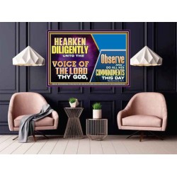 HEARKEN DILIGENTLY UNTO THE VOICE OF THE LORD THY GOD  Custom Wall Scriptural Art  GWPOSTER12126  "36x24"