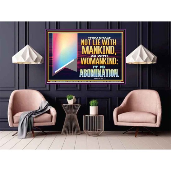 THOU SHALT NOT LIE WITH MANKIND AS WITH WOMANKIND IT IS ABOMINATION  Bible Verse for Home Poster  GWPOSTER12169  