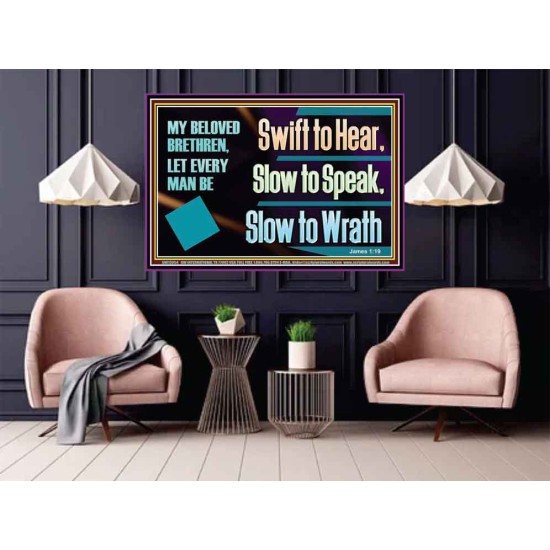 SWIFT TO HEAR SLOW TO SPEAK SLOW TO WRATH  Church Decor Poster  GWPOSTER13054  