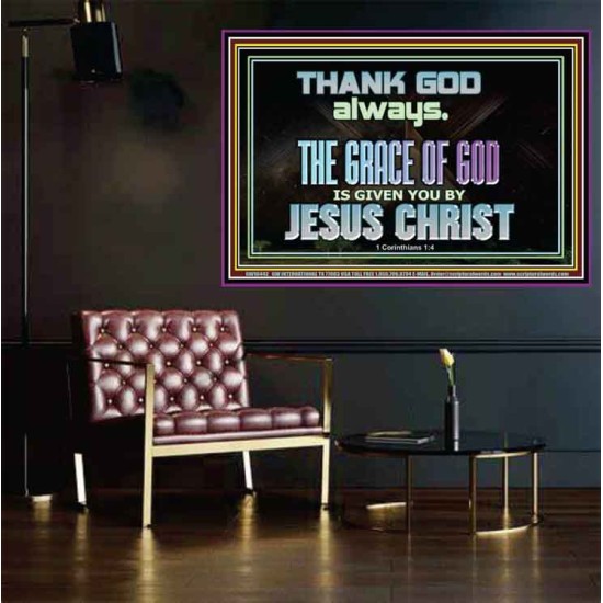 THANKING GOD ALWAYS OPENS GREATER DOOR  Scriptural Décor Poster  GWPOSTER10442  