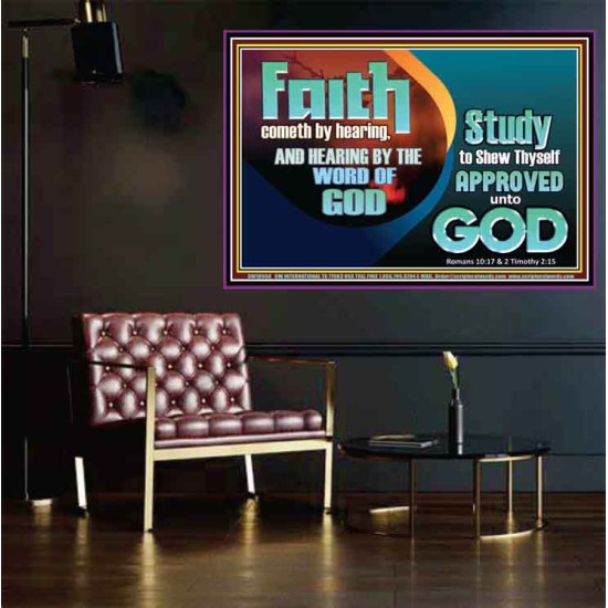 FAITH COMES BY HEARING THE WORD OF CHRIST  Christian Quote Poster  GWPOSTER10558  