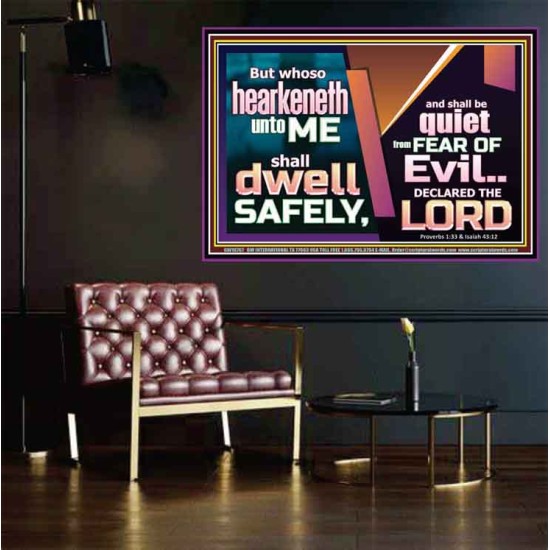 WHOSO HEARKENETH UNTO THE LORD SHALL DWELL SAFELY  Christian Artwork  GWPOSTER10767  