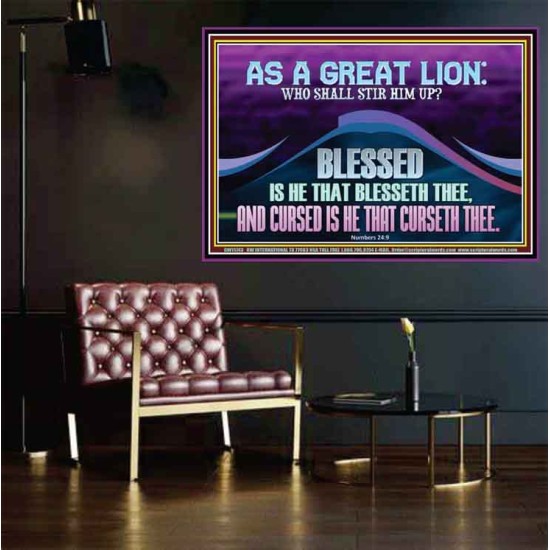 AS A GREAT LION WHO SHALL STIR HIM UP  Scriptural Poster Glass Poster  GWPOSTER11743  