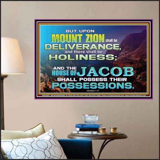 UPON MOUNT ZION THERE SHALL BE DELIVERANCE  Christian Paintings Poster  GWPOSTER10499  