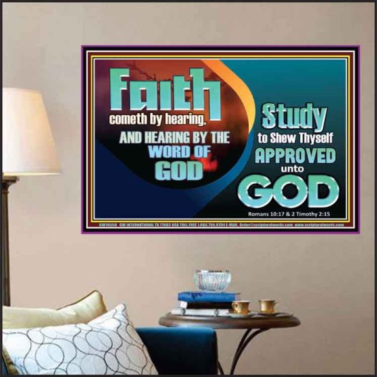 FAITH COMES BY HEARING THE WORD OF CHRIST  Christian Quote Poster  GWPOSTER10558  