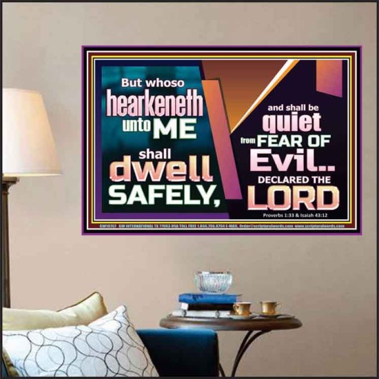 WHOSO HEARKENETH UNTO THE LORD SHALL DWELL SAFELY  Christian Artwork  GWPOSTER10767  