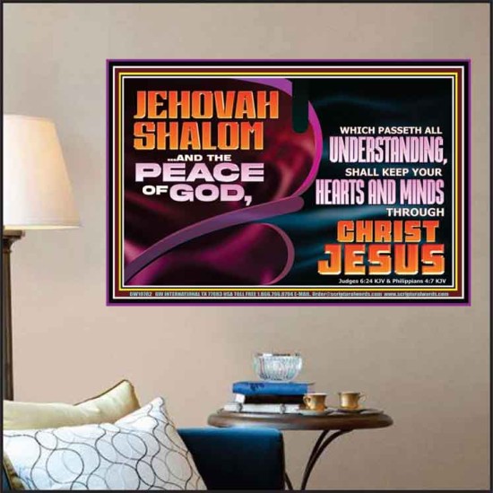 JEHOVAH SHALOM THE PEACE OF GOD KEEP YOUR HEARTS AND MINDS  Bible Verse Wall Art Poster  GWPOSTER10782  