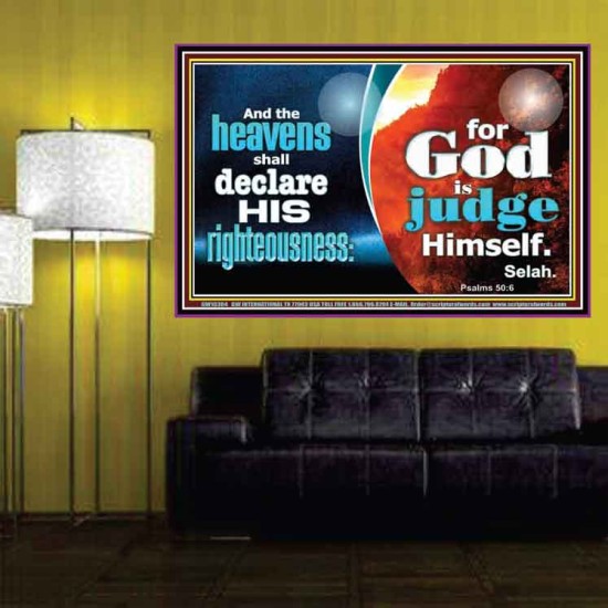 THE HEAVENS SHALL DECLARE HIS RIGHTEOUSNESS  Custom Contemporary Christian Wall Art  GWPOSTER10304  