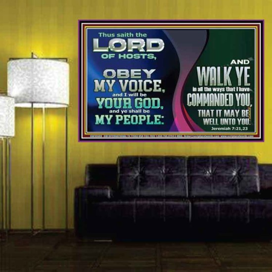 OBEY MY VOICE AND I WILL BE YOUR GOD  Custom Christian Wall Art  GWPOSTER10609  