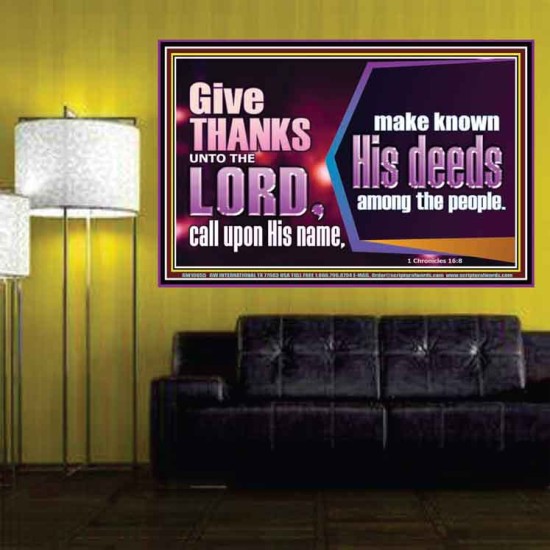 THROUGH THANKSGIVING MAKE KNOWN HIS DEEDS AMONG THE PEOPLE  Unique Power Bible Poster  GWPOSTER10655  