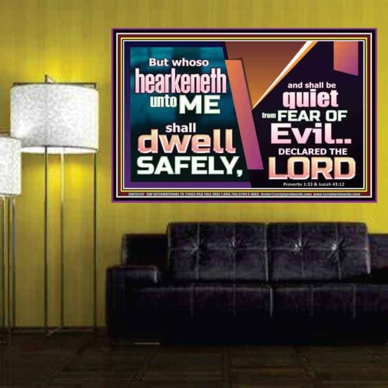 WHOSO HEARKENETH UNTO THE LORD SHALL DWELL SAFELY  Christian Artwork  GWPOSTER10767  