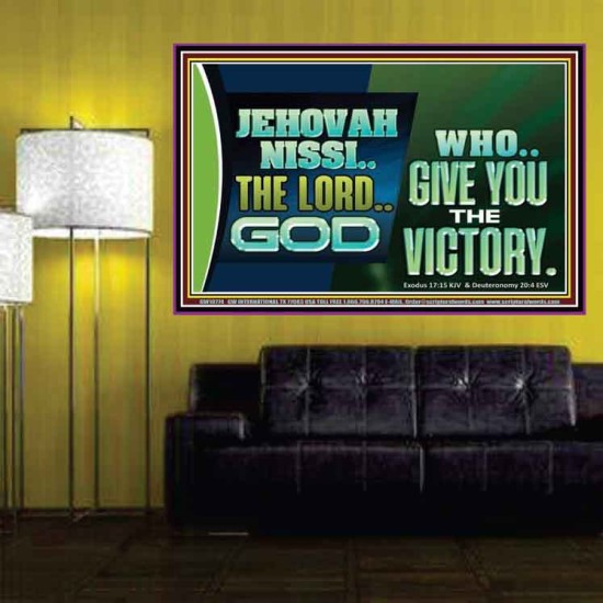 JEHOVAHNISSI THE LORD GOD WHO GIVE YOU THE VICTORY  Bible Verses Wall Art  GWPOSTER10774  