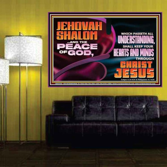 JEHOVAH SHALOM THE PEACE OF GOD KEEP YOUR HEARTS AND MINDS  Bible Verse Wall Art Poster  GWPOSTER10782  