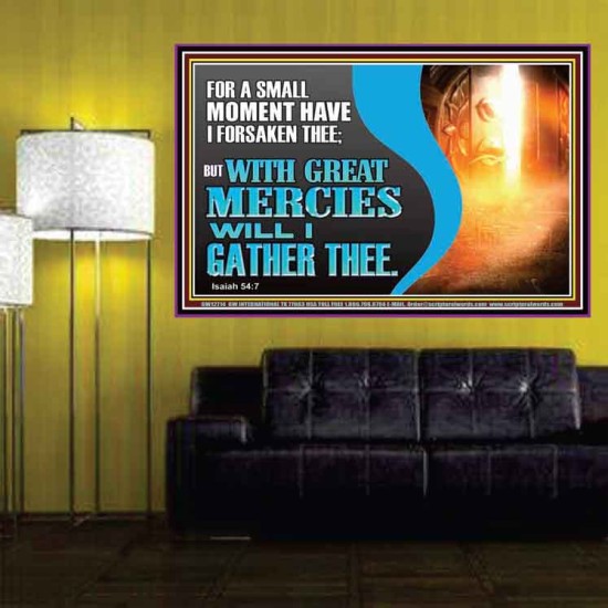 WITH GREAT MERCIES WILL I GATHER THEE  Encouraging Bible Verse Poster  GWPOSTER12714  