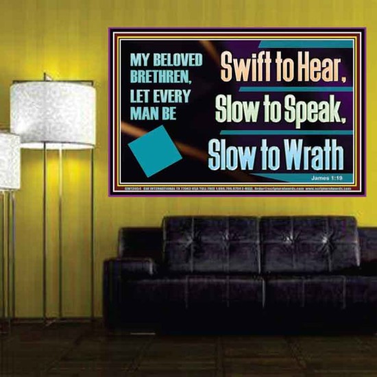 SWIFT TO HEAR SLOW TO SPEAK SLOW TO WRATH  Church Decor Poster  GWPOSTER13054  