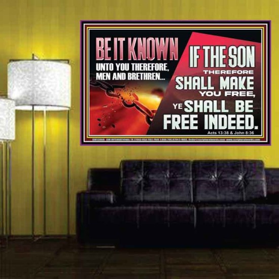 IF THE SON THEREFORE SHALL MAKE YOU FREE  Ultimate Inspirational Wall Art Poster  GWPOSTER13066  