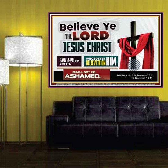WHOSOEVER BELIEVETH ON HIM SHALL NOT BE ASHAMED  Contemporary Christian Wall Art  GWPOSTER9917  