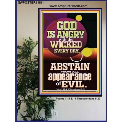 GOD IS ANGRY WITH THE WICKED EVERY DAY ABSTAIN FROM EVIL  Scriptural Décor  GWPOSTER11801  "24X36"