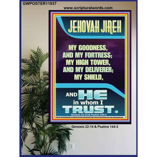 JEHOVAH JIREH MY GOODNESS MY HIGH TOWER MY DELIVERER MY SHIELD  Unique Power Bible Poster  GWPOSTER11937  