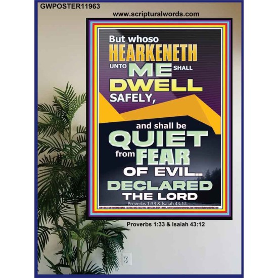 HEARKENETH UNTO ME AND DWELL IN SAFETY  Unique Scriptural Poster  GWPOSTER11963  