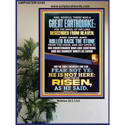 THERE WAS A GREAT EARTHQUAKE AND THE ANGEL OF THE LORD DESCENDED FROM HEAVEN  Bible Verses to Encourage  Poster  GWPOSTER12193  