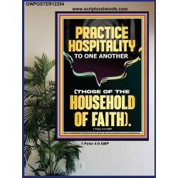 PRACTICE HOSPITALITY TO ONE ANOTHER  Contemporary Christian Wall Art Poster  GWPOSTER12254  "24X36"