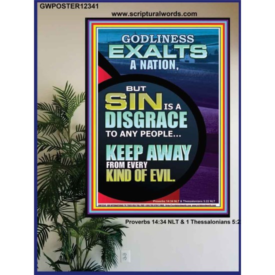 GODLINESS EXALTS A NATION SIN IS A DISGRACE  Custom Inspiration Scriptural Art Poster  GWPOSTER12341  