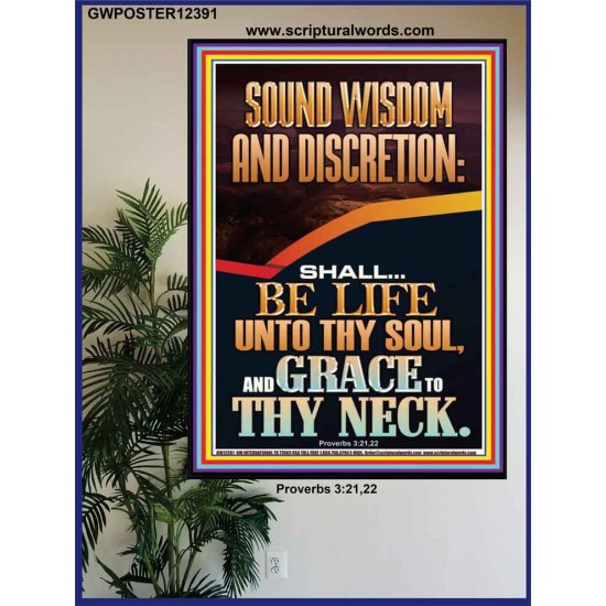 SOUND WISDOM AND DISCRETION SHALL BE LIFE UNTO THY SOUL  Bible Verse for Home Poster  GWPOSTER12391  