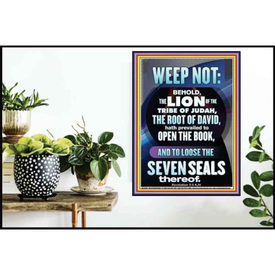 WEEP NOT THE LION OF THE TRIBE OF JUDAH HAS PREVAILED  Large Poster  GWPOSTER10040  