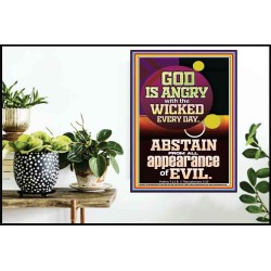 GOD IS ANGRY WITH THE WICKED EVERY DAY ABSTAIN FROM EVIL  Scriptural Décor  GWPOSTER11801  "24X36"
