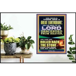 THE ANGEL OF THE LORD DESCENDED FROM HEAVEN AND ROLLED BACK THE STONE FROM THE DOOR  Custom Wall Scripture Art  GWPOSTER11826  "24X36"