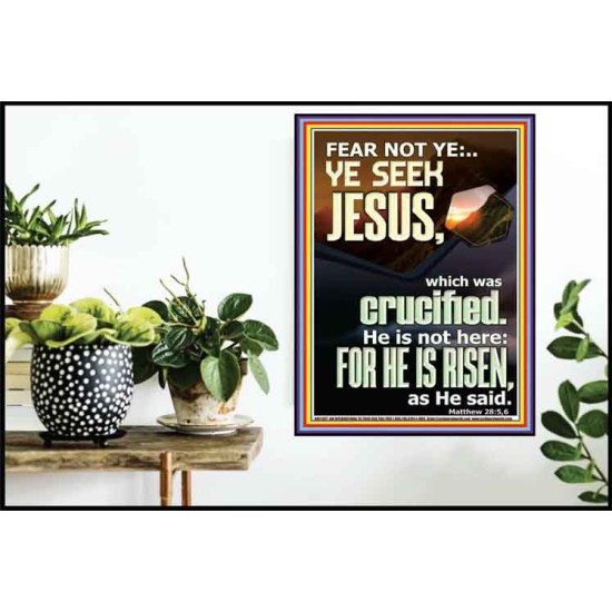 CHRIST JESUS IS NOT HERE HE IS RISEN AS HE SAID  Custom Wall Scriptural Art  GWPOSTER11827  