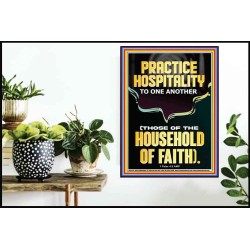 PRACTICE HOSPITALITY TO ONE ANOTHER  Contemporary Christian Wall Art Poster  GWPOSTER12254  "24X36"