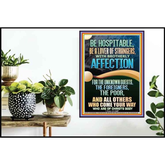 BE HOSPITABLE BE A LOVER OF STRANGERS WITH BROTHERLY AFFECTION  Christian Wall Art  GWPOSTER12256  