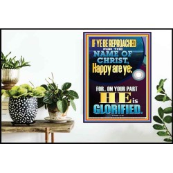 IF YE BE REPROACHED FOR THE NAME OF CHRIST HAPPY ARE YE  Contemporary Christian Wall Art  GWPOSTER12260  "24X36"