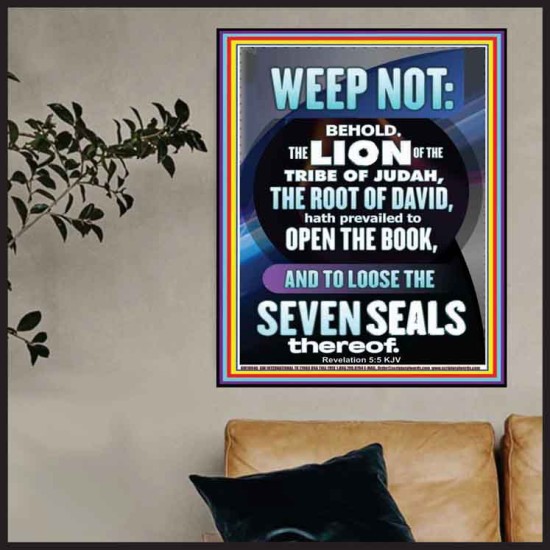 WEEP NOT THE LION OF THE TRIBE OF JUDAH HAS PREVAILED  Large Poster  GWPOSTER10040  