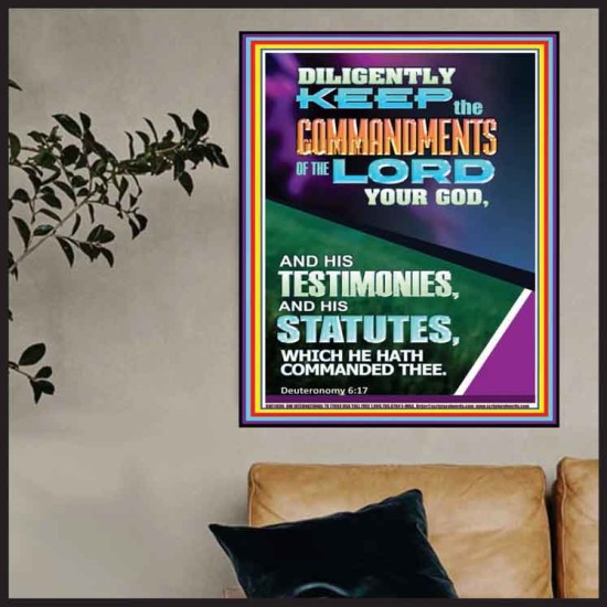 DILIGENTLY KEEP THE COMMANDMENTS OF THE LORD OUR GOD  Church Poster  GWPOSTER11896  