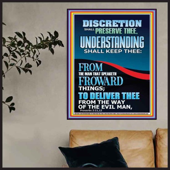 DISCRETION SHALL PRESERVE THEE UNDERSTANDING SHALL KEEP THEE  Bible Verse Art Prints  GWPOSTER11969  