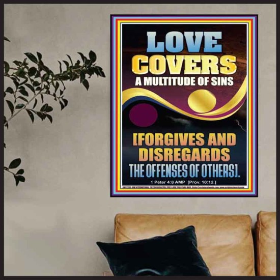 LOVE COVERS A MULTITUDE OF SINS  Christian Art Poster  GWPOSTER12255  