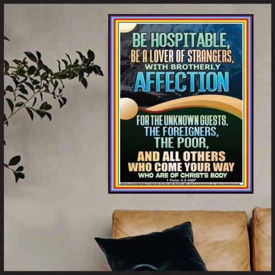 BE HOSPITABLE BE A LOVER OF STRANGERS WITH BROTHERLY AFFECTION  Christian Wall Art  GWPOSTER12256  