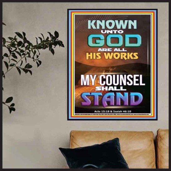 KNOWN UNTO GOD ARE ALL HIS WORKS  Unique Power Bible Poster  GWPOSTER9388  