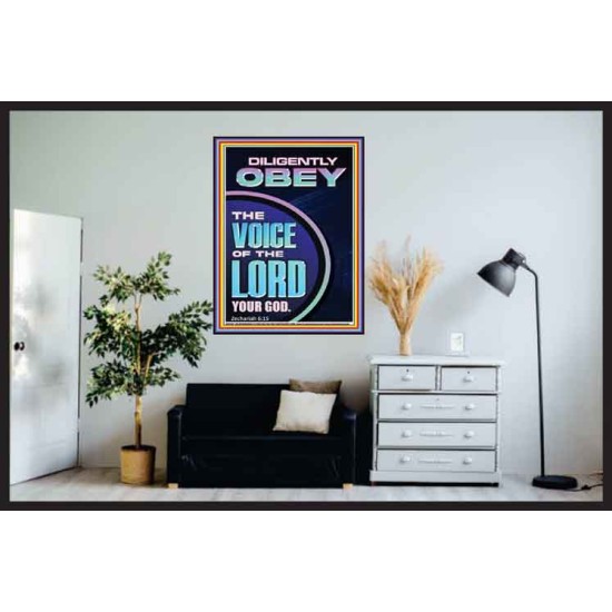 DILIGENTLY OBEY THE VOICE OF THE LORD OUR GOD  Unique Power Bible Poster  GWPOSTER11901  