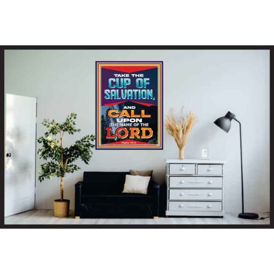 TAKE THE CUP OF SALVATION AND CALL UPON THE NAME OF THE LORD  Scripture Art Poster  GWPOSTER12203  