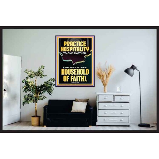 PRACTICE HOSPITALITY TO ONE ANOTHER  Contemporary Christian Wall Art Poster  GWPOSTER12254  