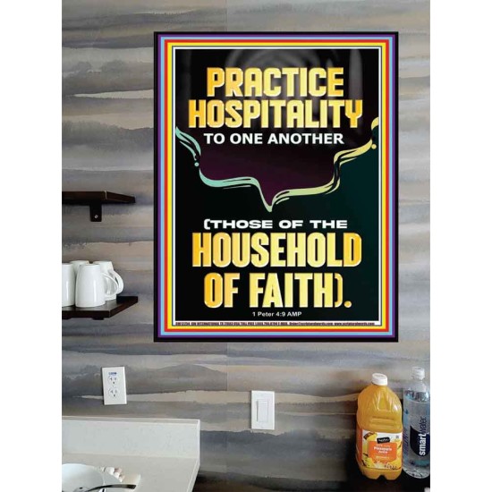PRACTICE HOSPITALITY TO ONE ANOTHER  Contemporary Christian Wall Art Poster  GWPOSTER12254  